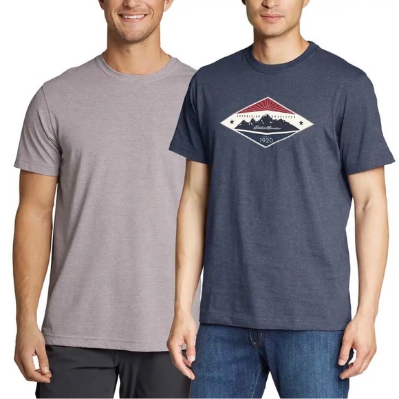 Eddie Bauer Men’s Tees, 2-Pack - Blue & Light Gray Size 3XL - Picture 1 of 2
